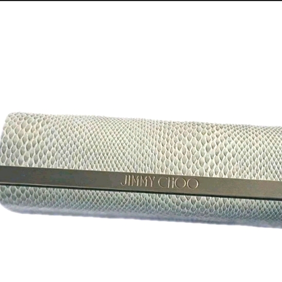 Jimmy Choo Eyeglass CASE ONLY Snakeskin Magnetic Flap Hard Case Ivory EUC - Picture 1 of 4